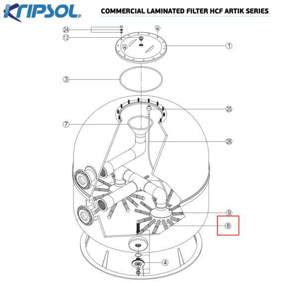 Сепаратор фільтра ​Kripsol Artik RCFI0008.09R/500321000809 640mm - схема