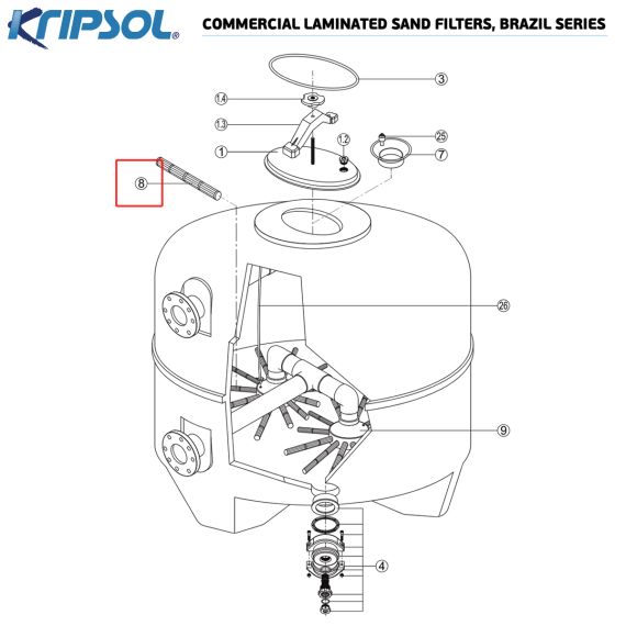 ​Сепаратор фільтра ​Kripsol Brasil RCFI0008.09R/500321000809 640mm​​​ - схема