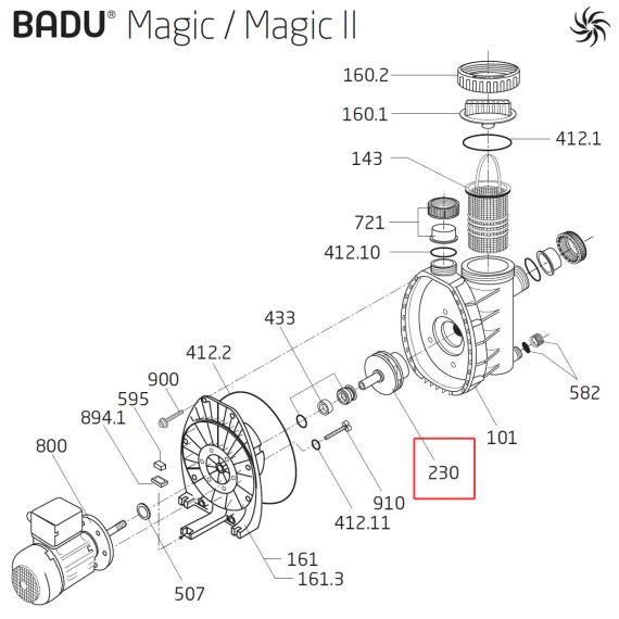 Крыльчатка насоса Badu Magic 4 (292.1623.001) - схема