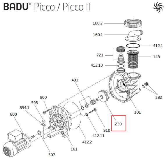 Крыльчатка насоса Badu Picco ІІ (292.1623.001) - схема