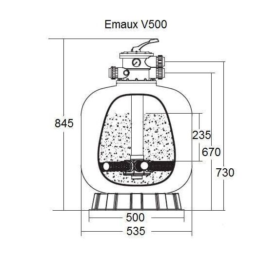 Габаритные размеры фильтра Emaux V500 - 11,1 м³/ч