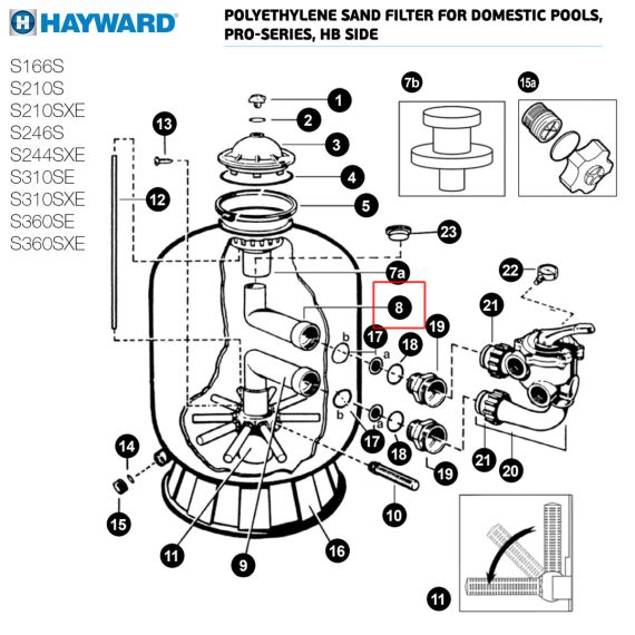 Адаптер колектора фільтра​ Hayward PRO SIDE (SX0244CD2E)​ - схема
