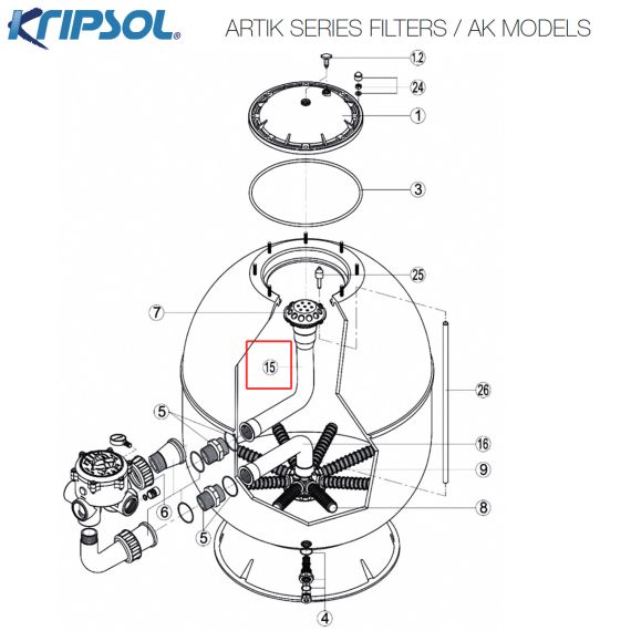 ​Адаптер коллектора фильтра Kripsol Artik AK​ RRFI0015.04R/500204107100 - схема