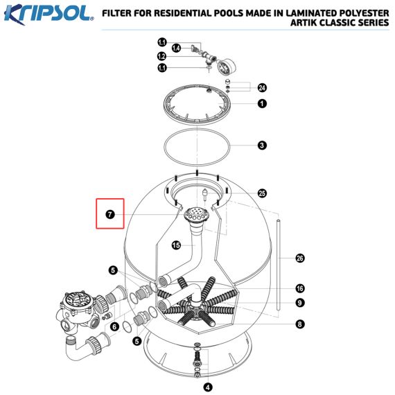 ​Диффузор фильтра Kripsol RRFI0007.00R/RRFI0007.03R/500200070300 - схема 2