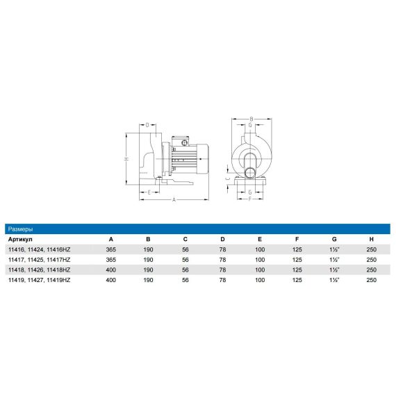 Насос Pahlen P01FLO (11418) - размеры