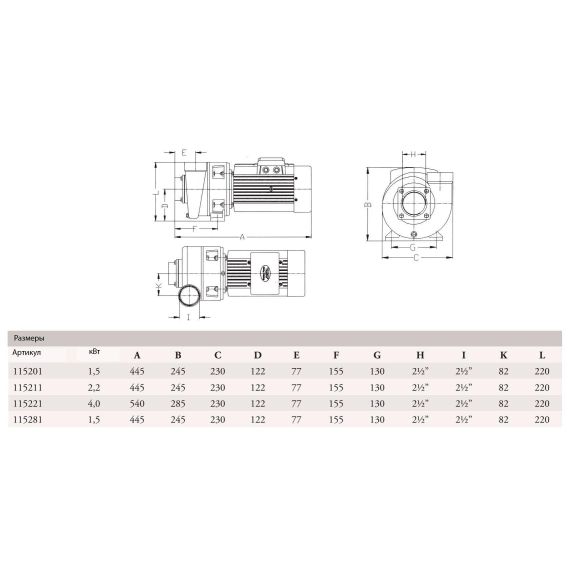Насос Pahlen P2000FLO - размеры