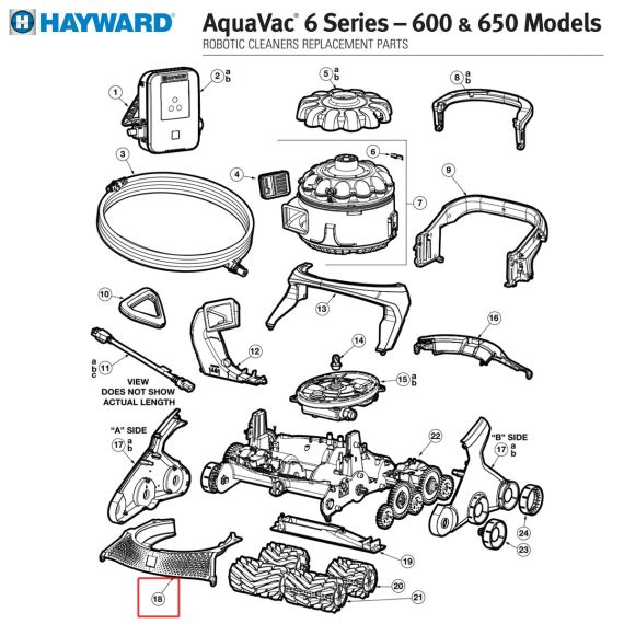 ​Кришка корпуса робота-пылесоса Hayward AquaVac 600/650 (RCX361318236) - схема