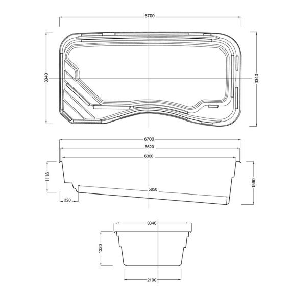 Размеры Compass Pools Riverina 67