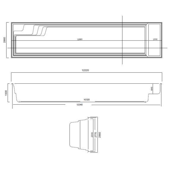 Размеры Compass Pools XL-Fast Lane 122