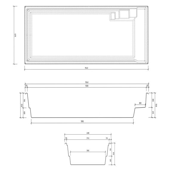 Размеры Compass Pools XL-Lounger