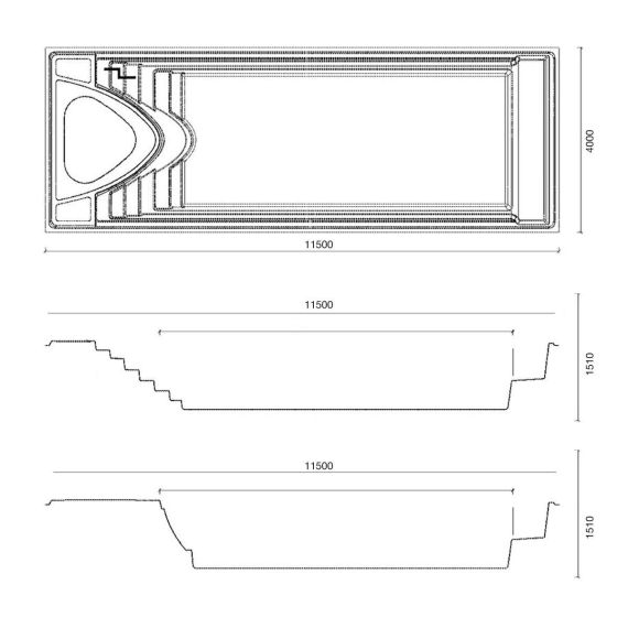 Размер Compass Pools Yacht Pool 115
