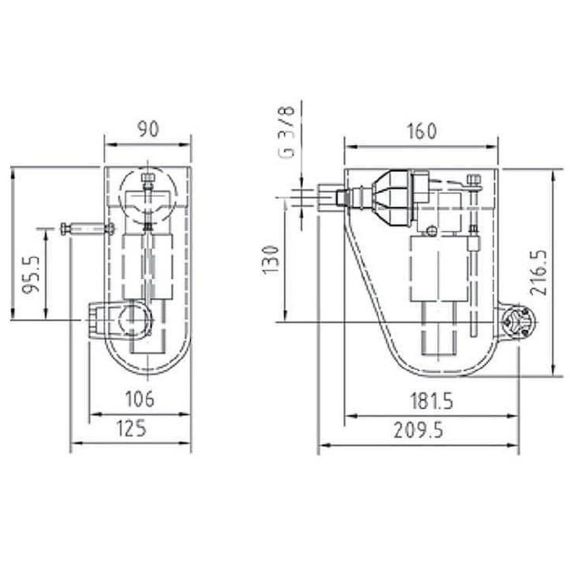 Габариты закладной контроля уровня воды Fitstar 1620020