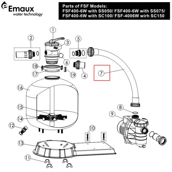 ​Шланг з'єднувальний Emaux FSF400-6W (89032103) - схема