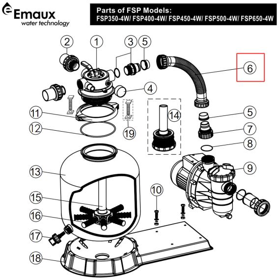 ​Шланг з'єднувальний Emaux FSP350-4W (89030301) - схема