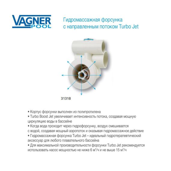 Характеристики гидромассажной форсунки Vagner Pool 31318