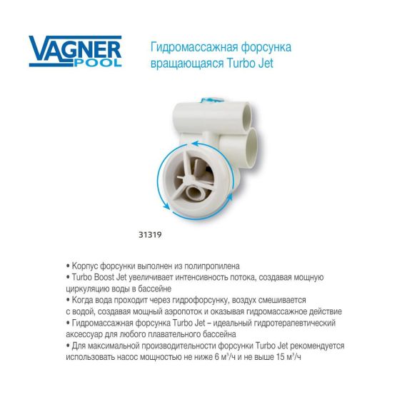 Особенности гидромассажной форсунки Vagner Pool 31319