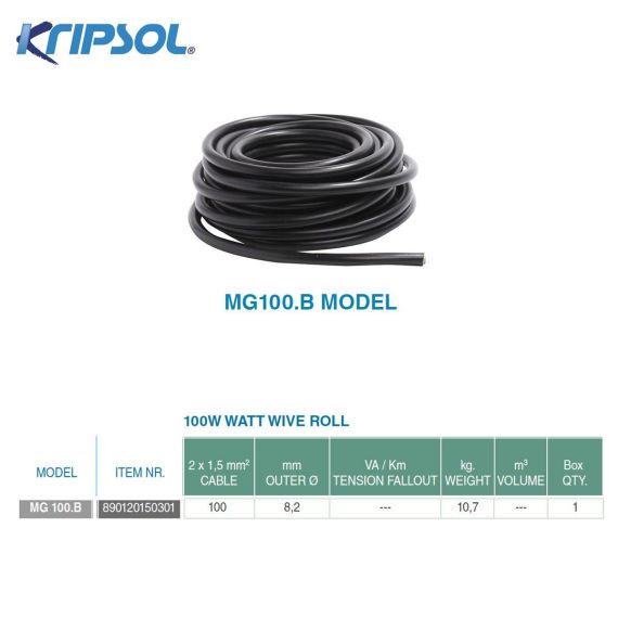 Характеристики кабеля для прожектора Kripsol MG100.B