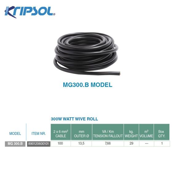 Параметры кабеля для прожектора Kripsol MG300.B