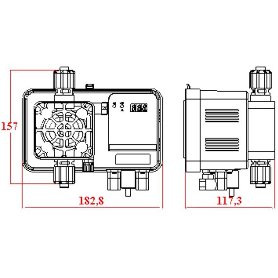 Размеры дозирующего насоса Microdos ME1-Rx (S06OA08053B1)