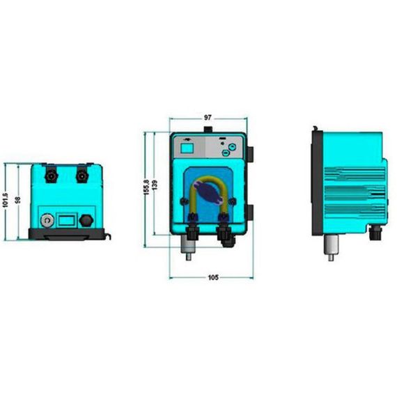 Габариты дозирующего перистальтического насоса Microdos MP2 Pool T