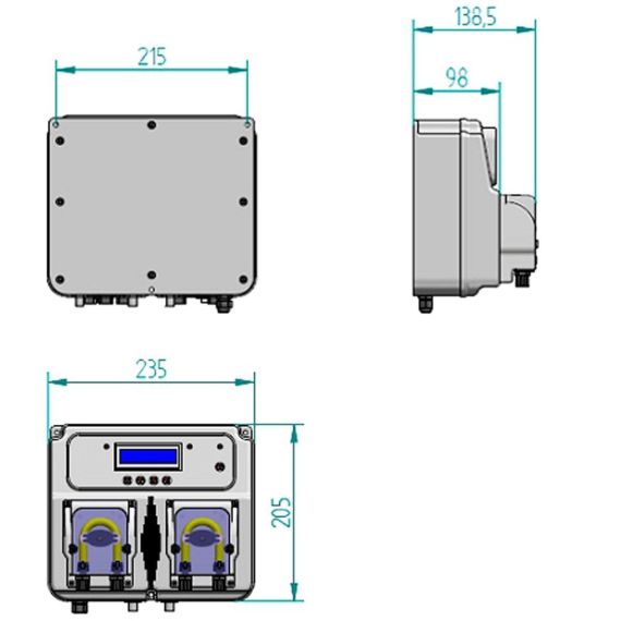 Габариты дозирующей станции Microdos MP DUAL pH/Rx (11.200.015)