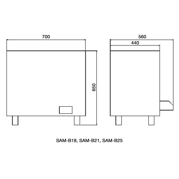Электрокаменка для сауны Amazon SAM-B25 - размеры