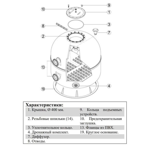 Фильтр Hayward HCFA791402LVA Artic AK40-2000.B - схема