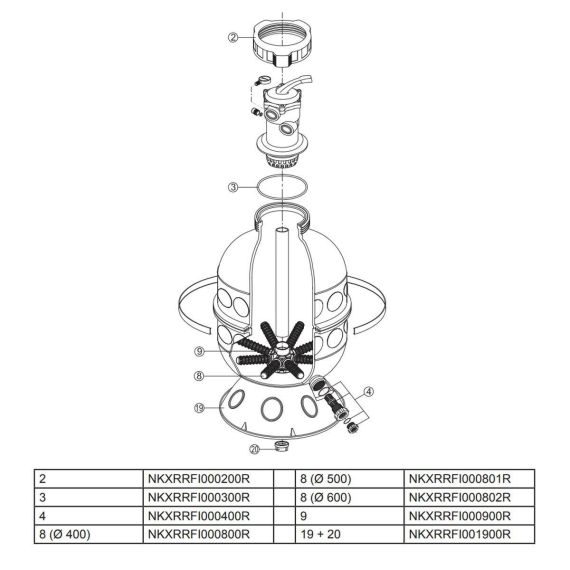 Фильтр Hayward PRO S160TIE Granada - схема