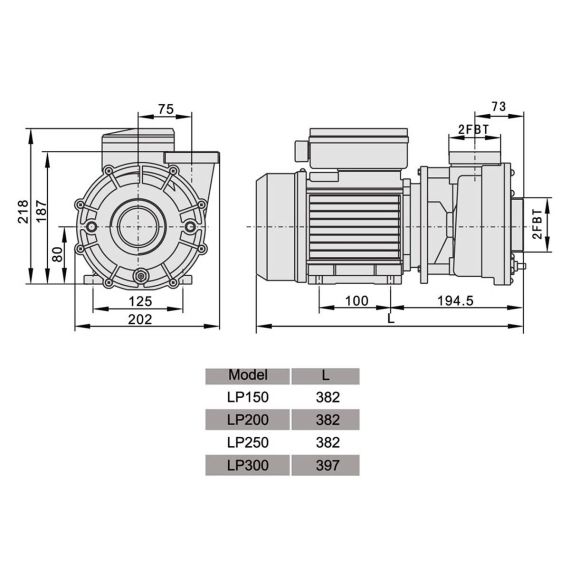 Насос Aquaviva LX LP300M/OS300M - размеры
