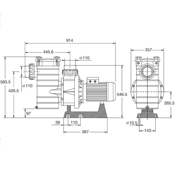 Размеры насоса Hayward HCP401253E1