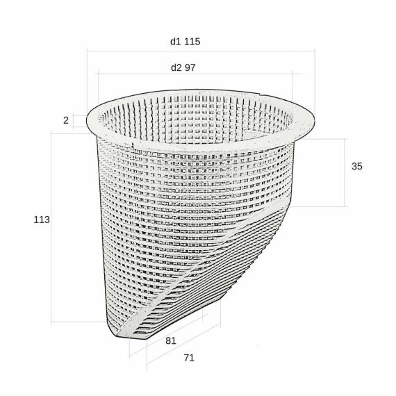 Корзина префильтра Emaux AMU (01111104) - размеры