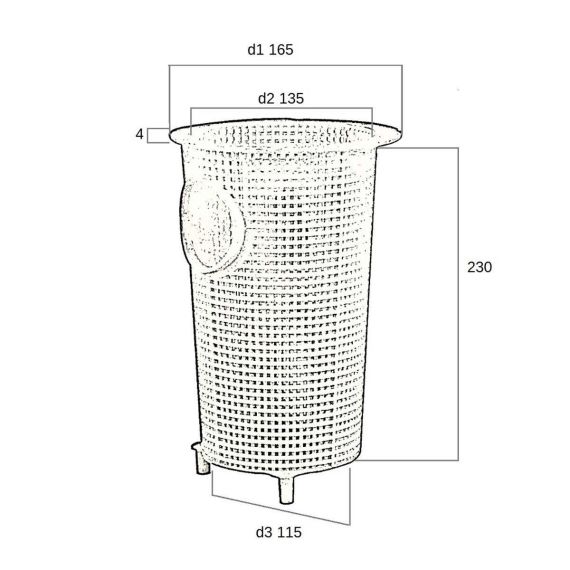 Корзина префильтра Emaux SB (01111030) - размеры