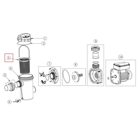 Корзина префильтра насоса Emaux SD (89021701) - схема