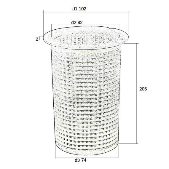 Корзина префильтра насоса Emaux SS 01112051 - размеры