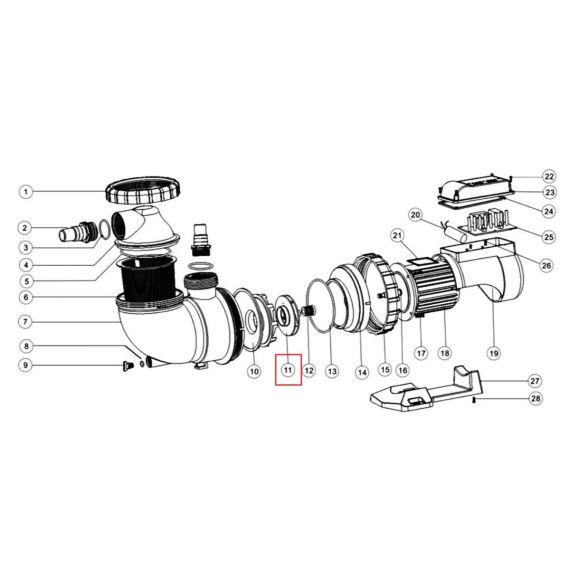 Крыльчатка насоса Emaux AMU012TP/16TP/AMU012P/16P - схема