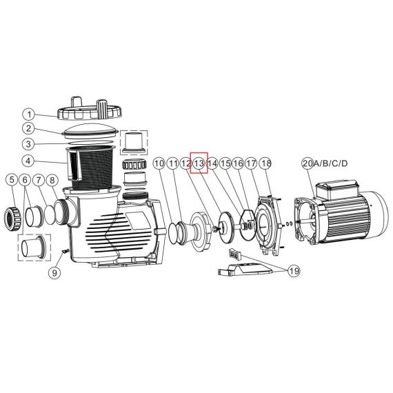 Крыльчатка насоса Emaux EPH200 (01311050) - схема