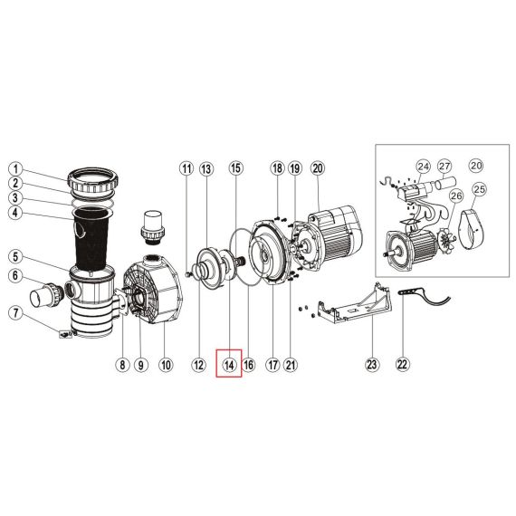 Крыльчатка насоса Emaux SB30/SR30 (01311006) - схема