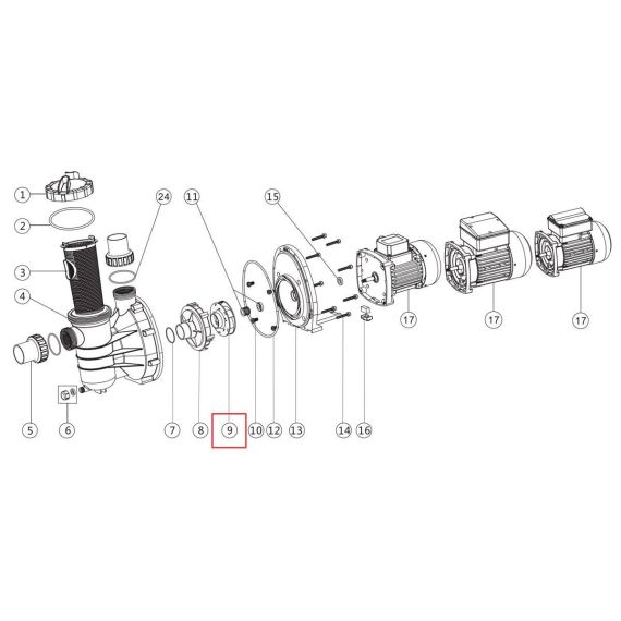 Крыльчатка насоса Emaux SS075/SD075 (01311018) - схема