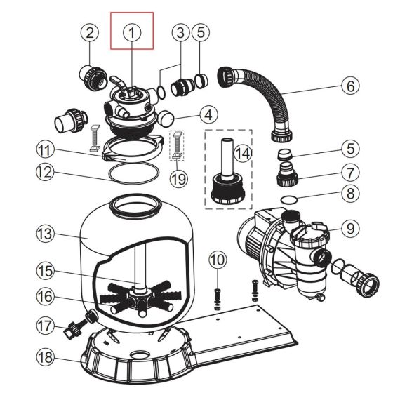 ​4-ходовой клапан Emaux FSP MPV05/88281205B - схема