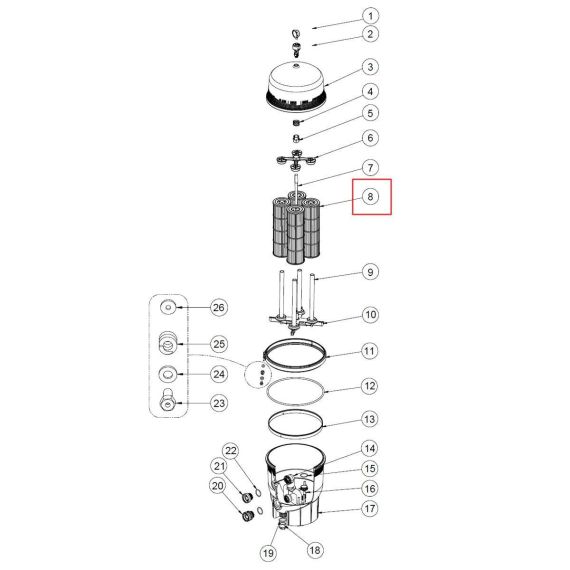 Картридж Pentair Quad DE H-17-8654 - схема
