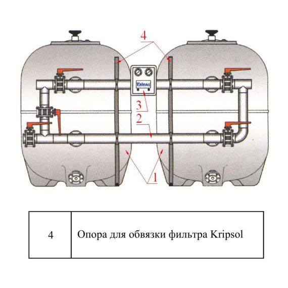 Крепление для обвязки фильтра Kripsol OMG 90.B - схема
