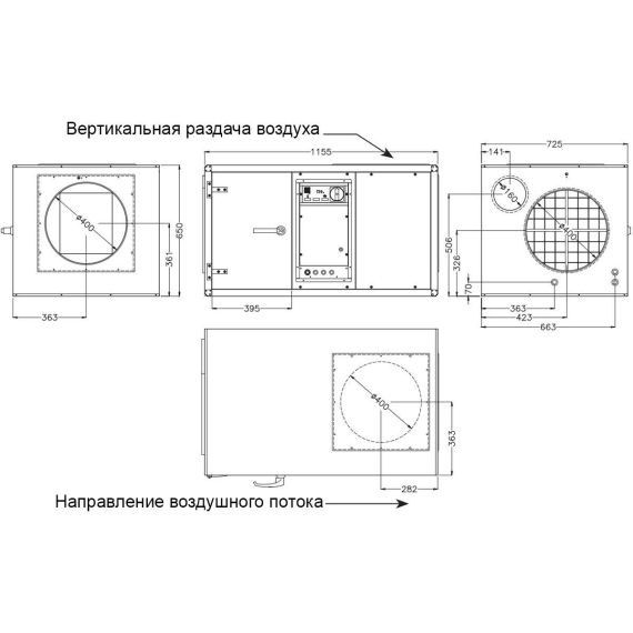 Габариты осушителя воздуха Dantherm CDP 75