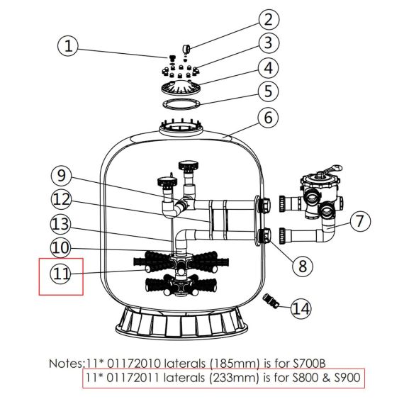 ​Сепаратор фильтра Emaux S800/S900 - схема