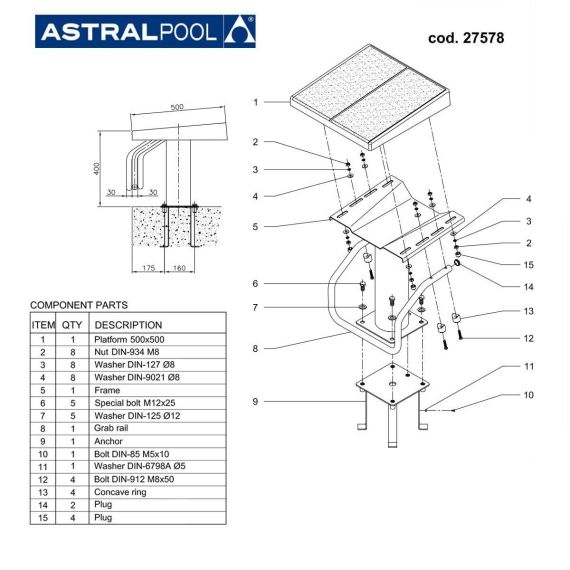 Стартовая тумба AstralPool 27578 - схема