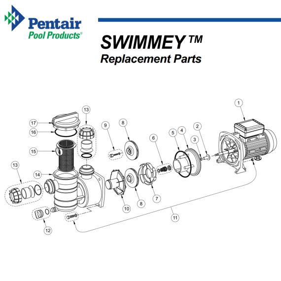 Корпус насоса Pentair Swimmey SW R303110 - комплектация