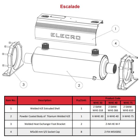 Теплообменник Elecro Escalade WHE-75 - комплектация