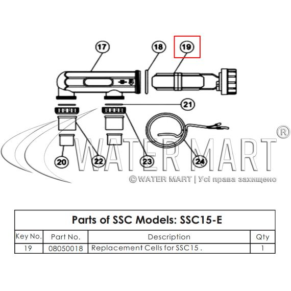 Ячейка хлоргенератора Emaux SSC15-E (08050018) - схема