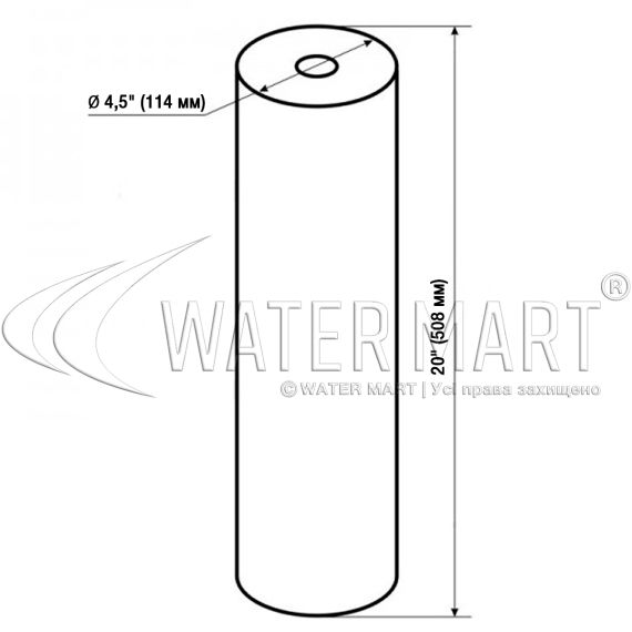 ​Картридж угольный Новая Вода CCTO-20BB - размеры