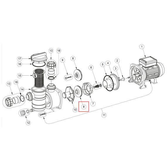 Крыльчатка насоса Pentair Swimmey SW-8M (R731SA220) - схема