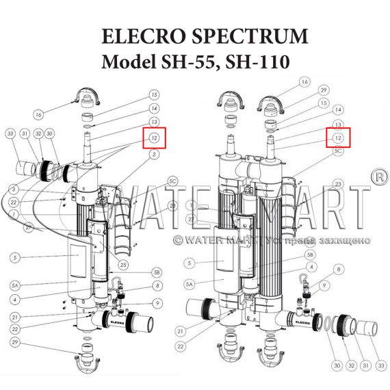 ​Кварцевый кожух Elecro UV-C SP-UV-QS - схема